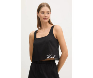 Karl Lagerfeld bavlnený plážový crop top čierny