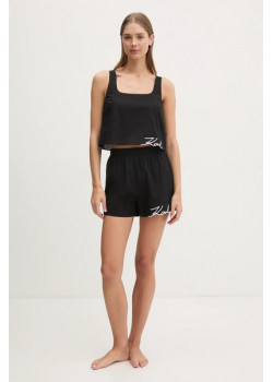 Karl Lagerfeld bavlnený plážový crop top čierny