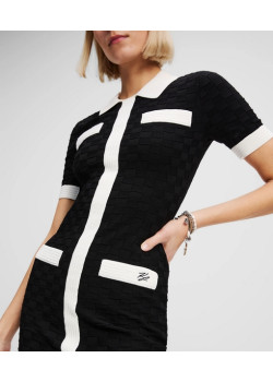 Karl Lagerfeld polo šaty s kontrastom čierne