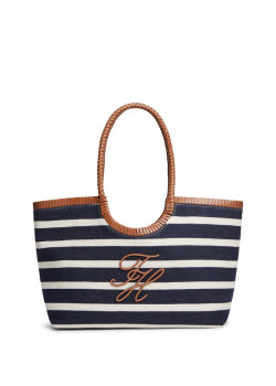 Tommy Hilfiger kabelka pruhovaná modro-hnedá