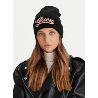 Guess dámska čiapka beanie s nápisom čierna Guess dámska čiapka beanie s nápisom čierna