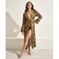 Selmark dámske plážové kimono čierno-hnedé Selmark dámske plážové kimono čierno-hnedé