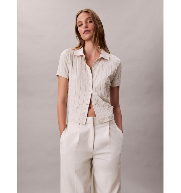 Calvin Klein dámske polo tričko s monogramom biele Calvin Klein dámske polo tričko s monogramom biele