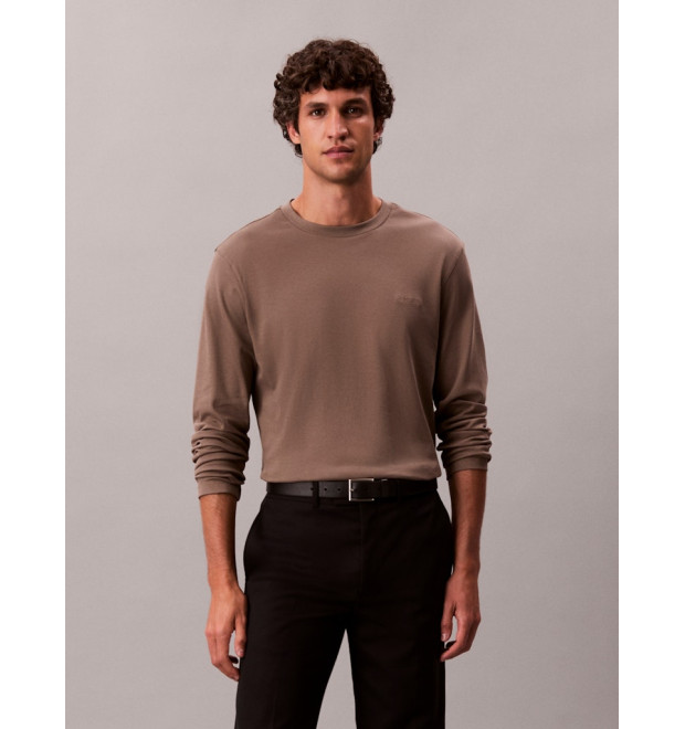 Calvin Klein pánske tričko s dlhým rukávom hnedé Calvin Klein pánske tričko s dlhým rukávom hnedé