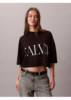 Calvin Klein dámske crop tričko s grafickou potlačou čierne