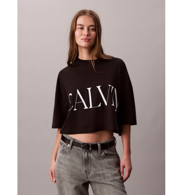 Calvin Klein dámske crop tričko s grafickou potlačou čierne Calvin Klein dámske crop tričko s grafickou potlačou čierne