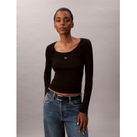 Calvin Klein dámske tričko s dlhým rukávom Ribbed Cotton čierne Calvin Klein dámske tričko s dlhým rukávom Ribbed Cotton čierne