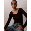 Calvin Klein dámske tričko s dlhým rukávom Ribbed Cotton čierne Calvin Klein dámske tričko s dlhým rukávom Ribbed Cotton čierne