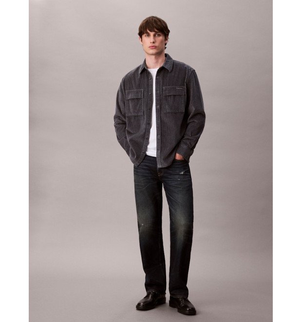 Calvin Klein Jeans pánska menžestrová košeľa tmavá sivá Calvin Klein Jeans pánska menžestrová košeľa tmavá sivá