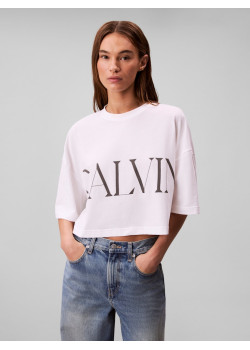 Calvin Klein dámske crop tričko s grafickou potlačou biele