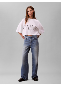 Calvin Klein dámske crop tričko s grafickou potlačou biele
