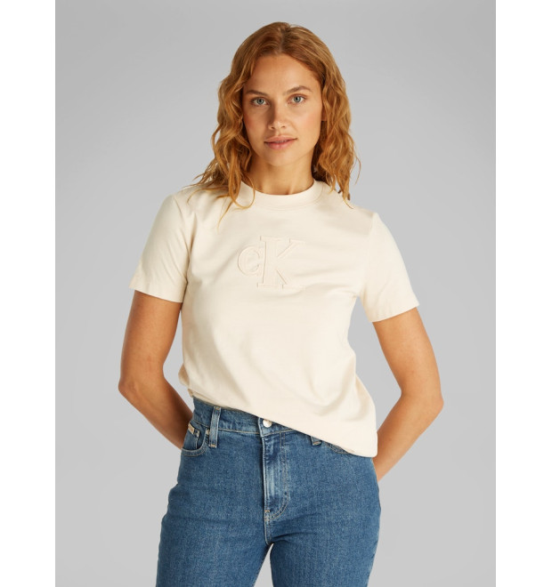 Calvin Klein Jeans Dámske Tričko Regular Fit béžové Calvin Klein Jeans Dámske Tričko Regular Fit béžové