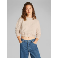 Calvin Klein Jeans dámska krátka bavlnená mikina béžová Calvin Klein Jeans dámska krátka bavlnená mikina béžová