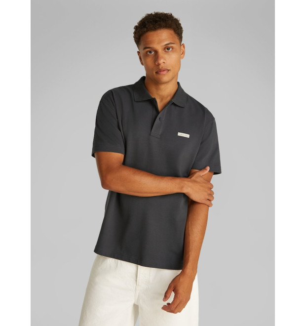 Calvin Klein polo tričko jednofarebné čierne Calvin Klein polo tričko jednofarebné čierne