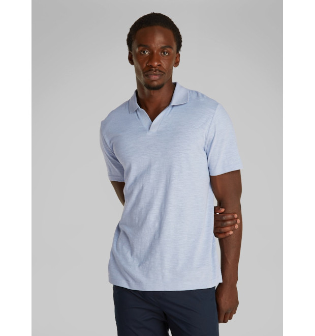 Calvin Klein polo tričko s kubánskym golierom modré Calvin Klein polo tričko s kubánskym golierom modré