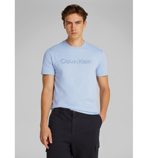 Calvin Klein Textured Embroidery pánske tričko modré Calvin Klein Textured Embroidery pánske tričko modré