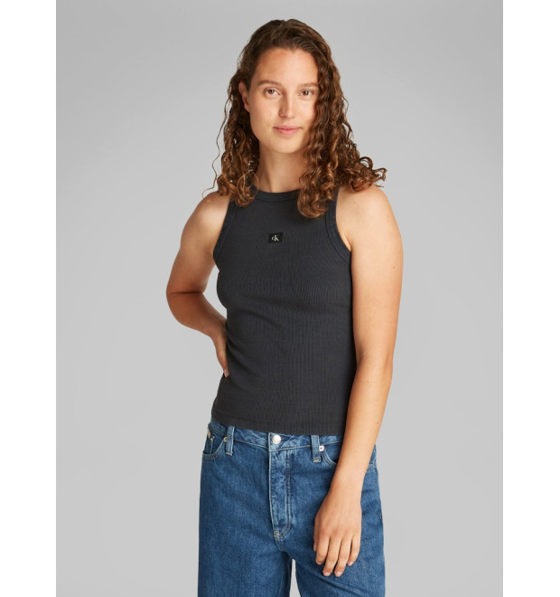 Calvin Klein slim ribbed top spraná čierna Calvin Klein slim ribbed top spraná čierna