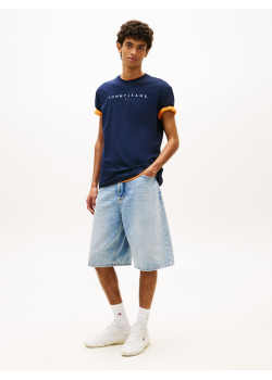Tommy Jeans tričko s vyšívaným logom modré