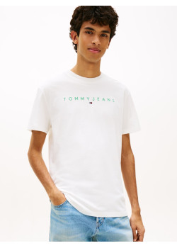 Tommy Jeans tričko s vyšívaným zeleným logom biele