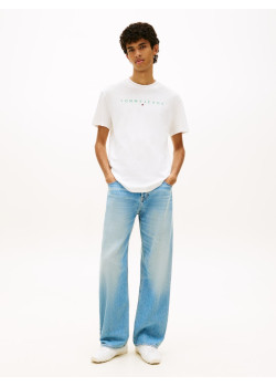 Tommy Jeans tričko s vyšívaným zeleným logom biele