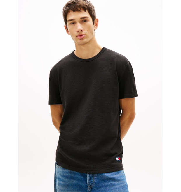 Tommy Jeans tričko z waffle úpletu čierne Tommy Jeans tričko z waffle úpletu čierne