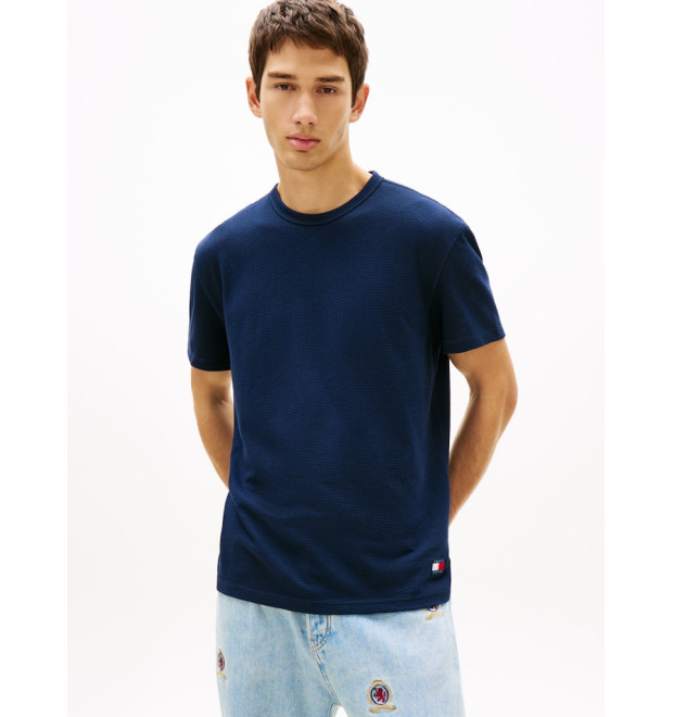 Tommy Jeans tričko z waffle úpletu modré Tommy Jeans tričko z waffle úpletu modré