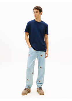 Tommy Jeans tričko z waffle úpletu modré