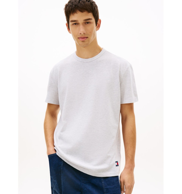 Tommy Jeans tričko z waffle úpletu sivé Tommy Jeans tričko z waffle úpletu sivé