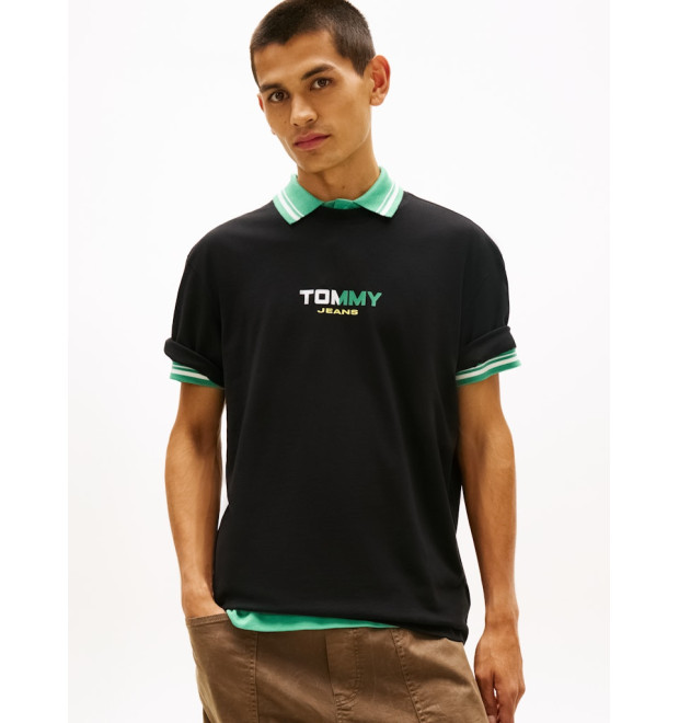 Tommy Jeans tričko s potlačou na chrbte čierne Tommy Jeans tričko s potlačou na chrbte čierne