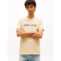 Tommy Jeans bavlnené tričko Logo béžové Tommy Jeans bavlnené tričko Logo béžové