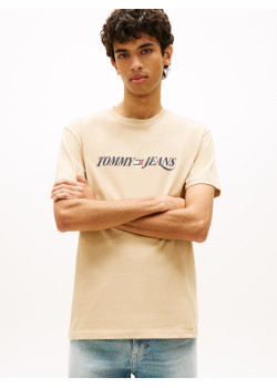 Tommy Jeans bavlnené tričko Logo béžové