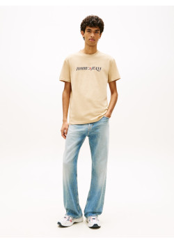 Tommy Jeans bavlnené tričko Logo béžové