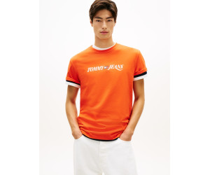 Tommy Jeans bavlnené tričko Logo oranžové