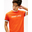 Tommy Jeans bavlnené tričko Logo oranžové