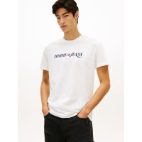 Tommy Jeans bavlnené tričko Logo biele Tommy Jeans bavlnené tričko Logo biele