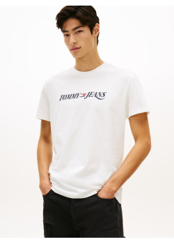 Tommy Jeans bavlnené tričko Logo biele