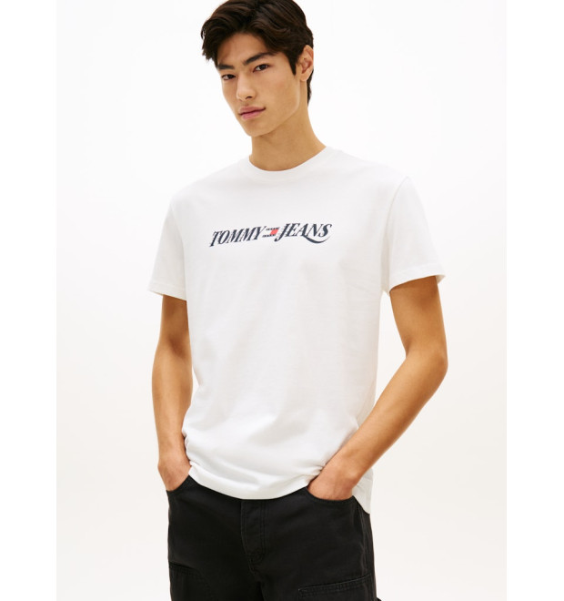 Tommy Jeans bavlnené tričko Logo biele Tommy Jeans bavlnené tričko Logo biele