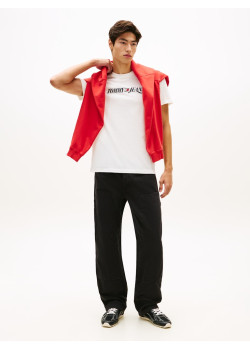 Tommy Jeans bavlnené tričko Logo biele