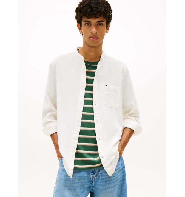 Tommy Hilfiger košeľa z ľanovej zmesi biela Tommy Hilfiger košeľa z ľanovej zmesi biela