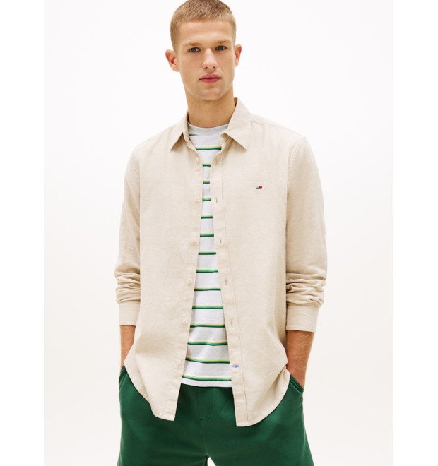 Tommy Jeans pánska košeľa béžová Tommy Jeans pánska košeľa béžová