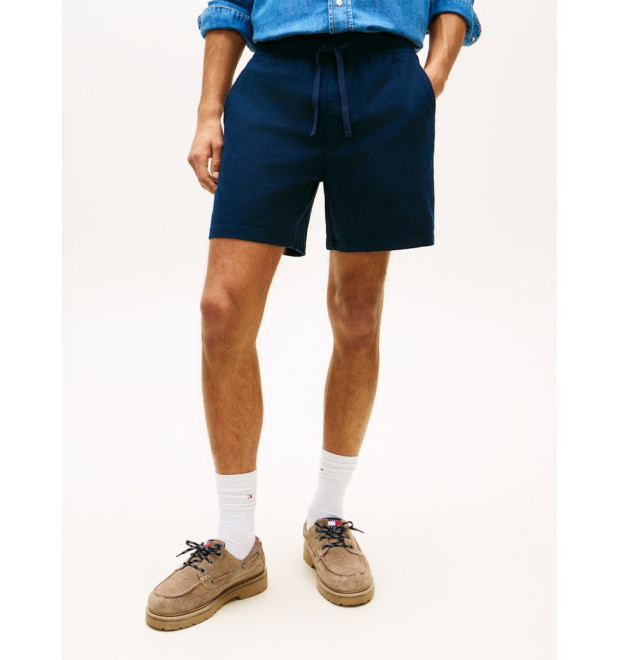 Tommy Jeans krátke ľanové nohavice modré Tommy Jeans krátke ľanové nohavice modré