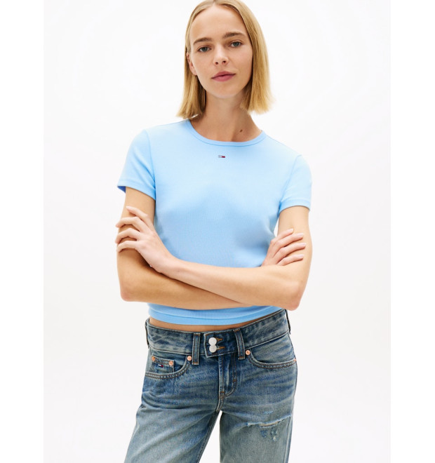 Tommy Jeans dámske rebrované tričko modré Tommy Jeans dámske rebrované tričko modré