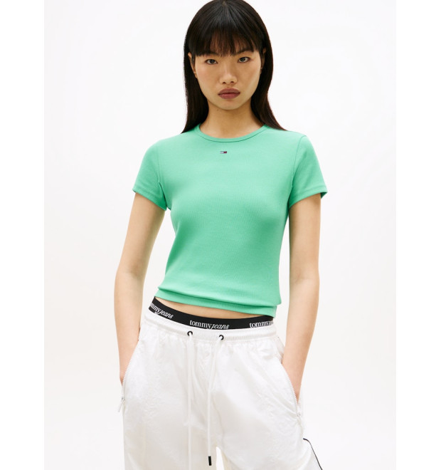 Tommy Jeans dámske rebrované tričko zelené Tommy Jeans dámske rebrované tričko zelené