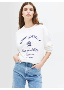 Tommy Jeans dámska mikina s potlačou na hrudi biela