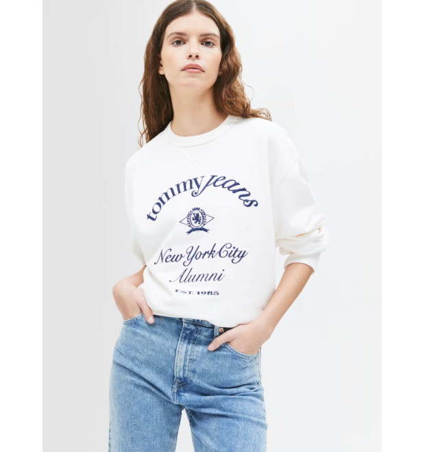 Tommy Jeans dámska mikina s potlačou na hrudi biela
