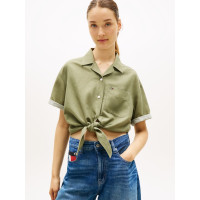 Tommy Jeans dámska košeľa na viazanie zelená Tommy Jeans dámska košeľa na viazanie zelená
