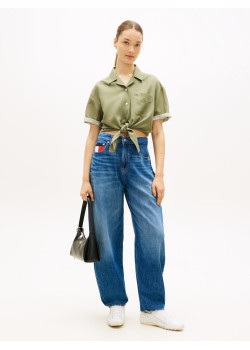 Tommy Jeans dámska košeľa na viazanie zelená