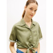 Tommy Jeans dámska košeľa na viazanie zelená Tommy Jeans dámska košeľa na viazanie zelená