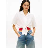 Tommy Jeans dámska košeľa na viazanie biela Tommy Jeans dámska košeľa na viazanie biela