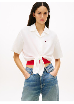 Tommy Jeans dámska košeľa na viazanie biela